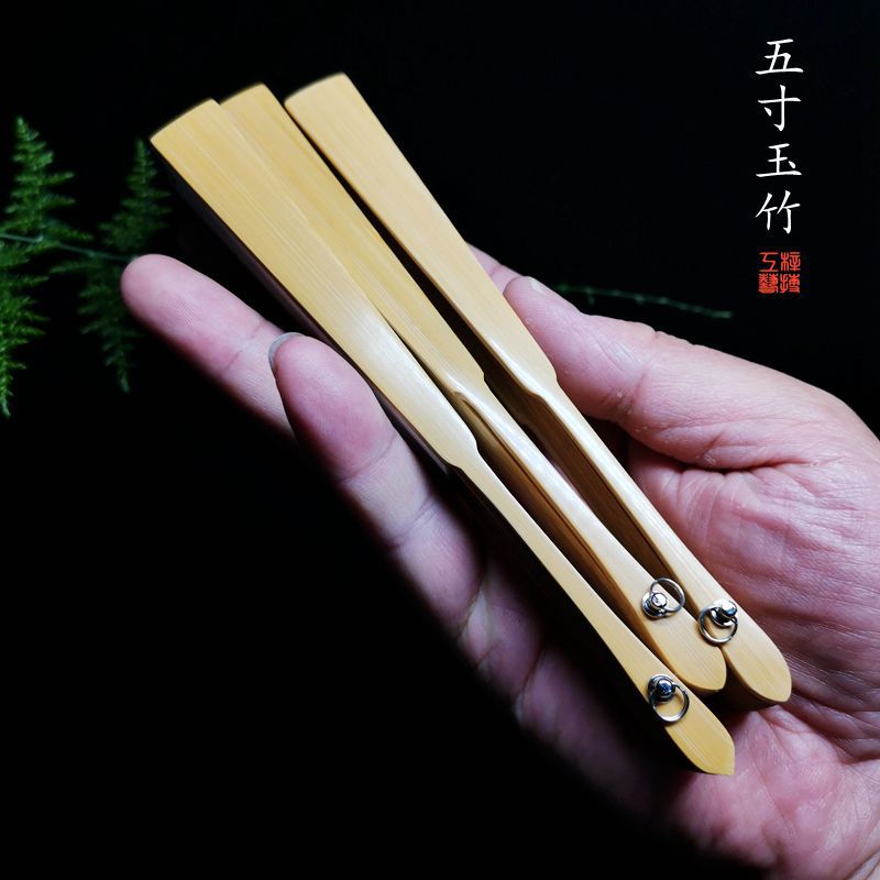 文玩扇折扇5寸手工水磨玉竹迷你空白儿童摄影把玩口袋蹦迪小扇子