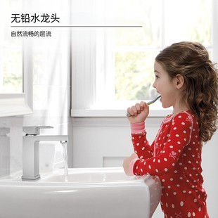 304 Stainless Steel Square Single-Hole Hot and Cold Basin Faucet Bathroom Hand Wash Basin Anti-Splash Faucet