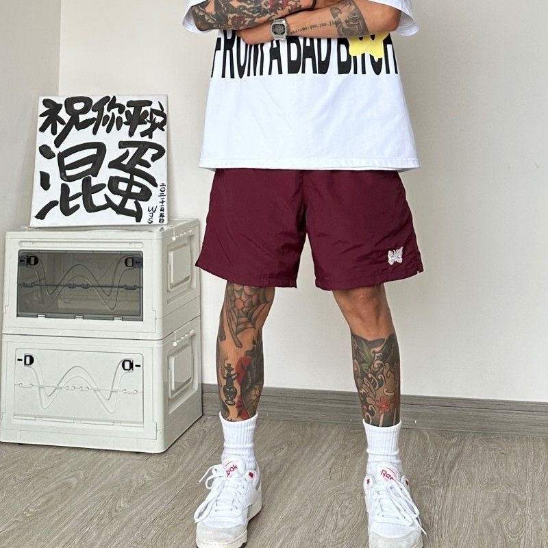 American Style Street Butterfly Embroidered Casual Shorts Boys Summer Ins Fashionable Loose Casual All-match Straight Pants