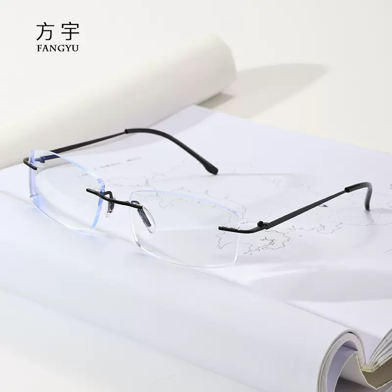新款超轻无框近视眼镜可配度数防蓝光时尚商务无边框防蓝光眼镜