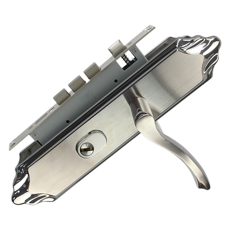Acero inoxidable 304 antirrobo panel de bloqueo traje negro universal del hogar puerta de entrada de la puerta de madera maciza cerradura de la puerta