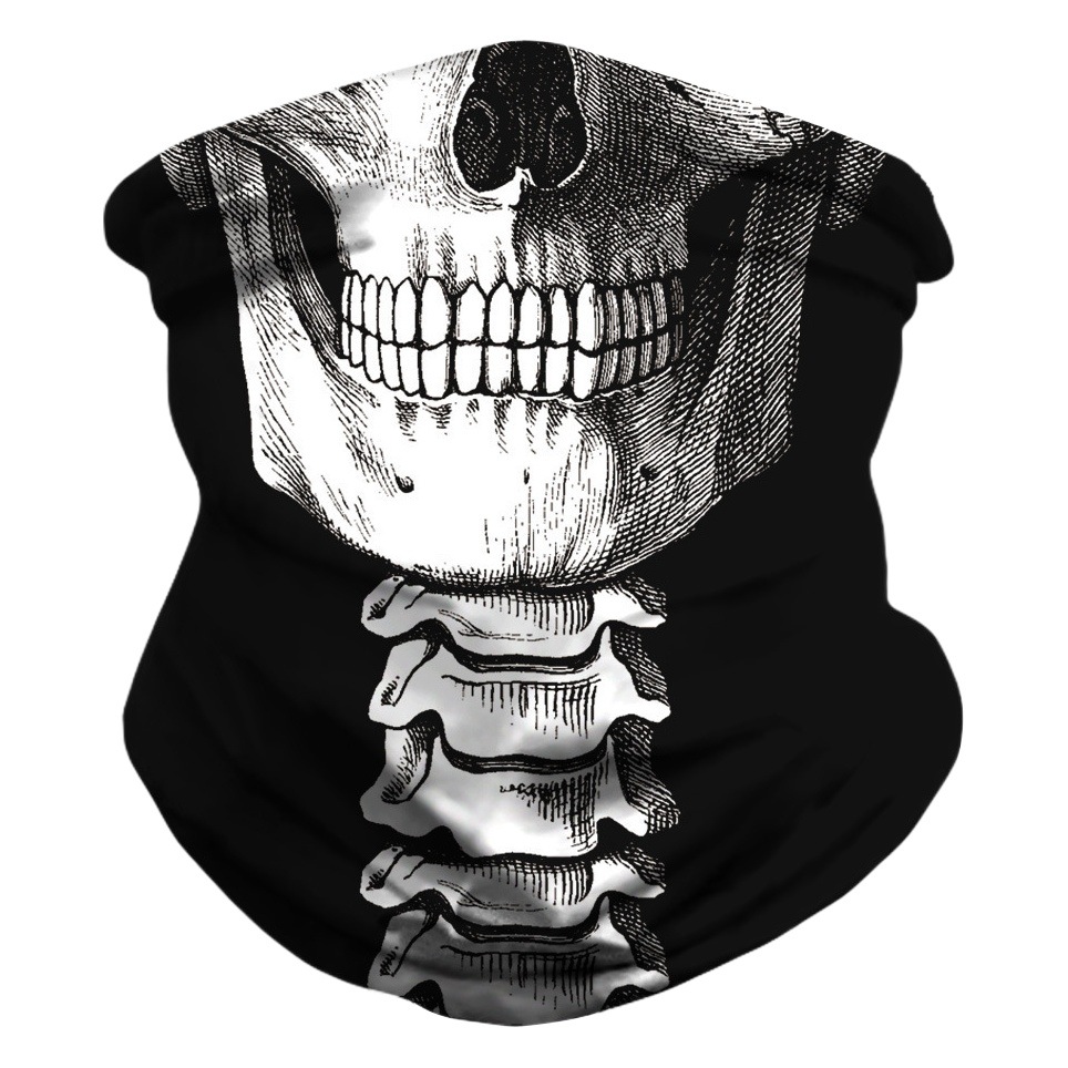 European and American Halloween Skull Digital Print Outdoor Mask, Neck Gaiter, Wristband, Headscarf, Multifunctional Magic Face Scarf, Windproof