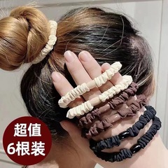 韓国高弾力百合黒高弾髪輪個性大腸輪髪馬尾髪ひも少女輪ゴム