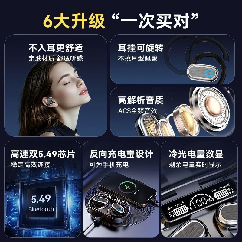 パワーバンクモデル 2025 新しいワイヤレス Bluetooth ヘッドセット X95 耳掛け非インイヤー高品質と長いバッテリー寿命クロスボーダー|undefined