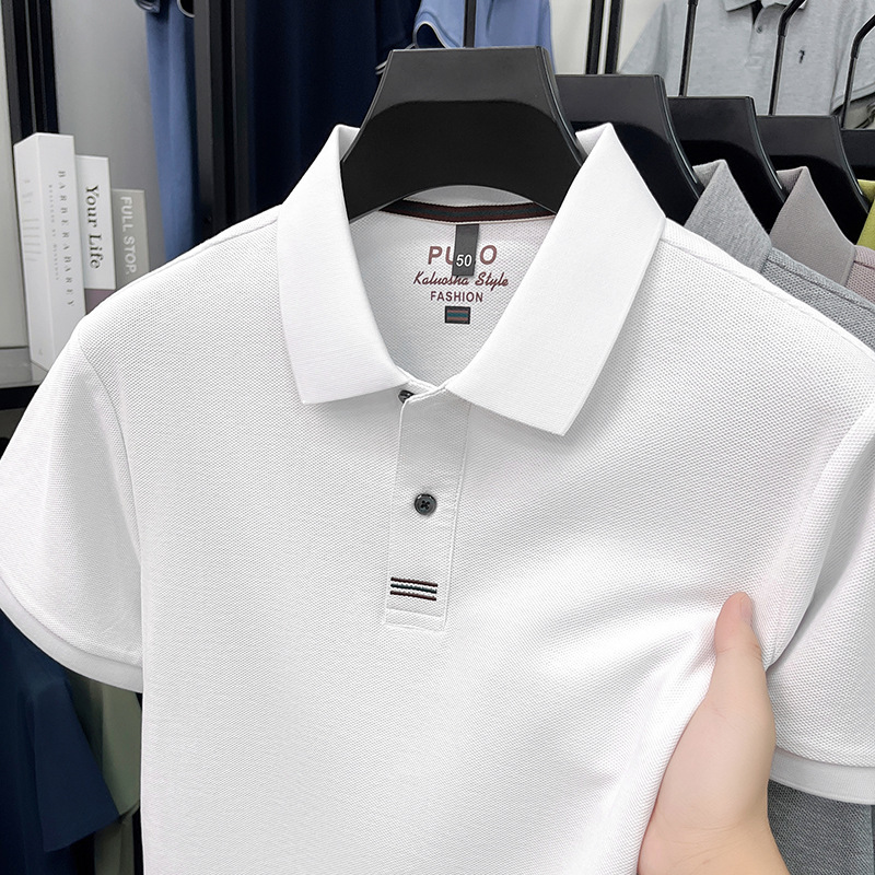 100% Pure Cotton Men's Short-Sleeved Polo Shirt Men's 2026 Summer New Business Breathable Lapel T-Shirt Men's Clothing