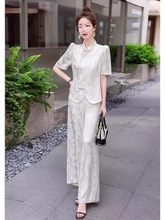 新中式国风改良旗袍套装女2024年夏季新款轻奢感阔腿裤两件套
