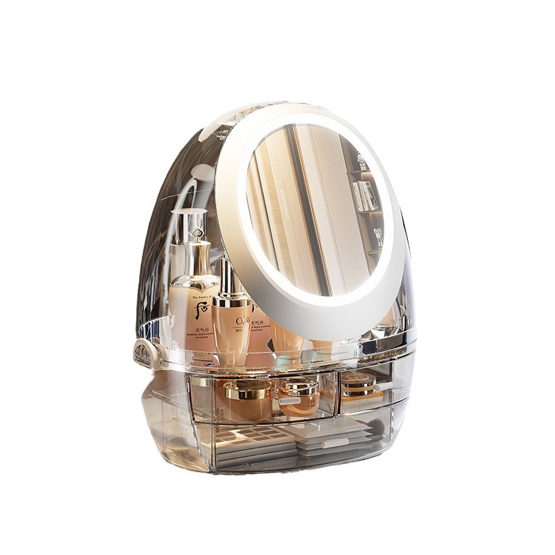 Caja organizadora de cosméticos transparente - Con luz, diseño de cajón antipolvo,神器 para dormitorio y escritorio, nuevo modelo
