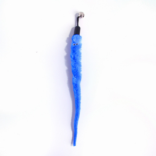Cross-border new pet cat toy caterpillar pearl feather fishing rod replacement head telescopic cat funny stick fishing rod
