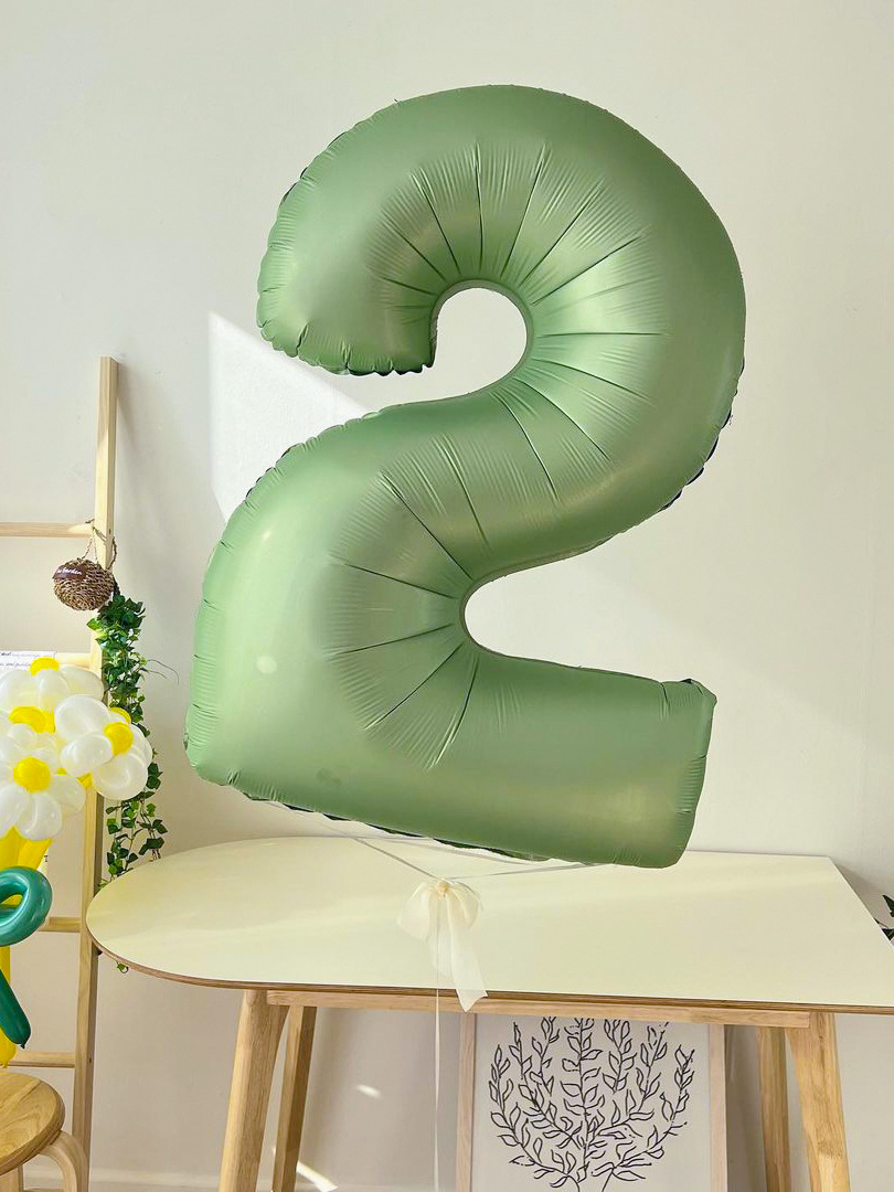 Large Olive Green Number Foil Balloon For Children Birthday Party_voghion.com