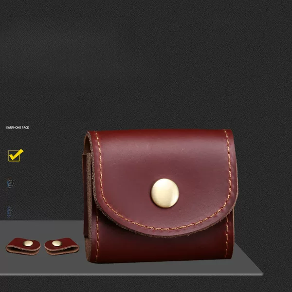 Bag 2026 Summer Portable Headphone Bag Data Cable Headphone Storage Bag Crazy Horse Leather Vintage Bag Genuine Leather Small Bag
