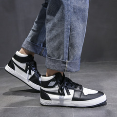 2024春季超纖男鞋潮流板鞋男運動休閒鞋百搭學生高幫鞋男批發跨境