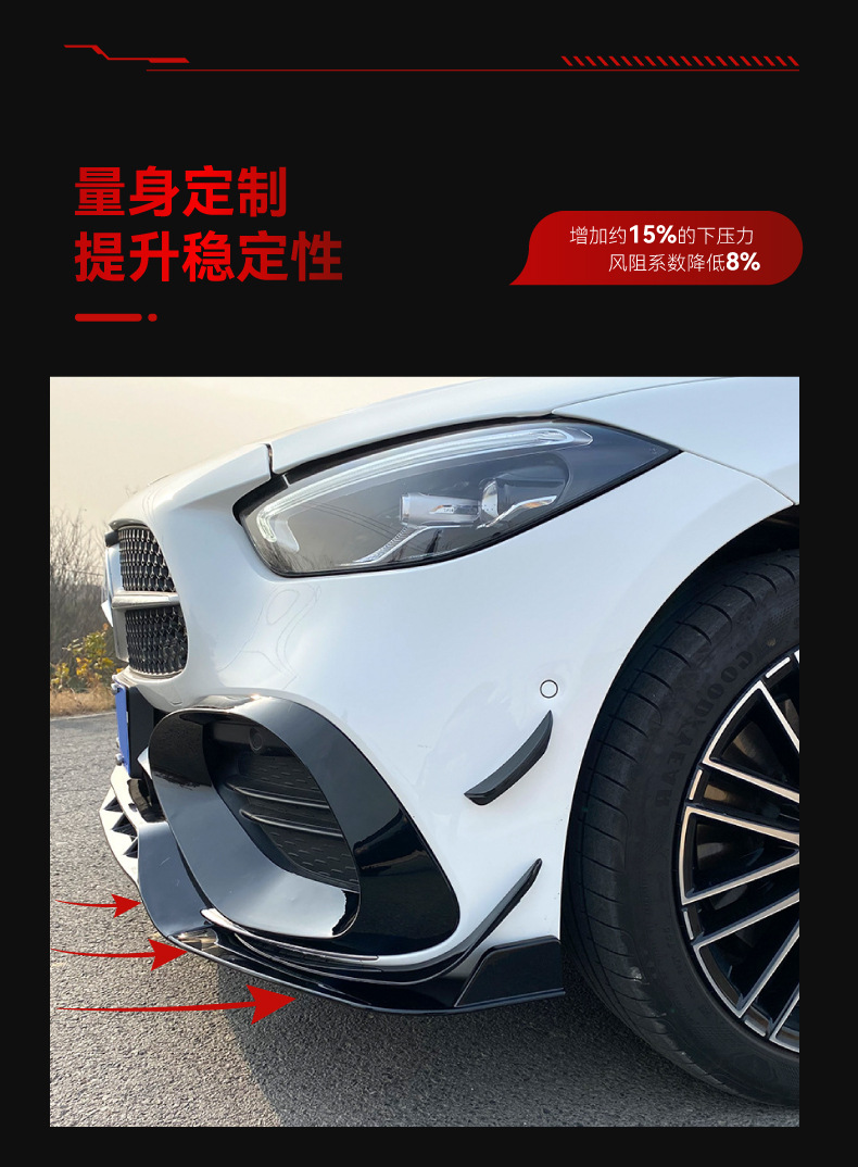 Applicable to 2022 Mercedes-Benz C- Class w206 c200 c260 amg front shovel front lip front air outlet air knife cross-border modification