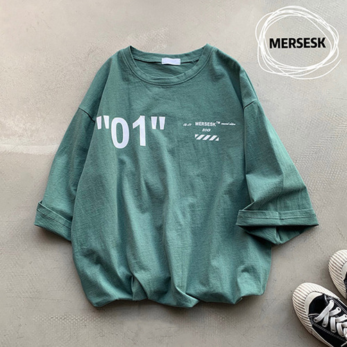 2025 Hong Kong Style Trendy Print Loose Half-Sleeve T-Shirt Summer Fashion Loose Round Neck Casual Short