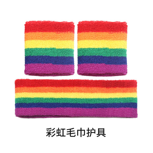 Rainbow Wrist Support Exercise Outdoor Badminton Fitness Sweat Absorbent Striped Towel Wrist Basket Tennis Wrist Support Band