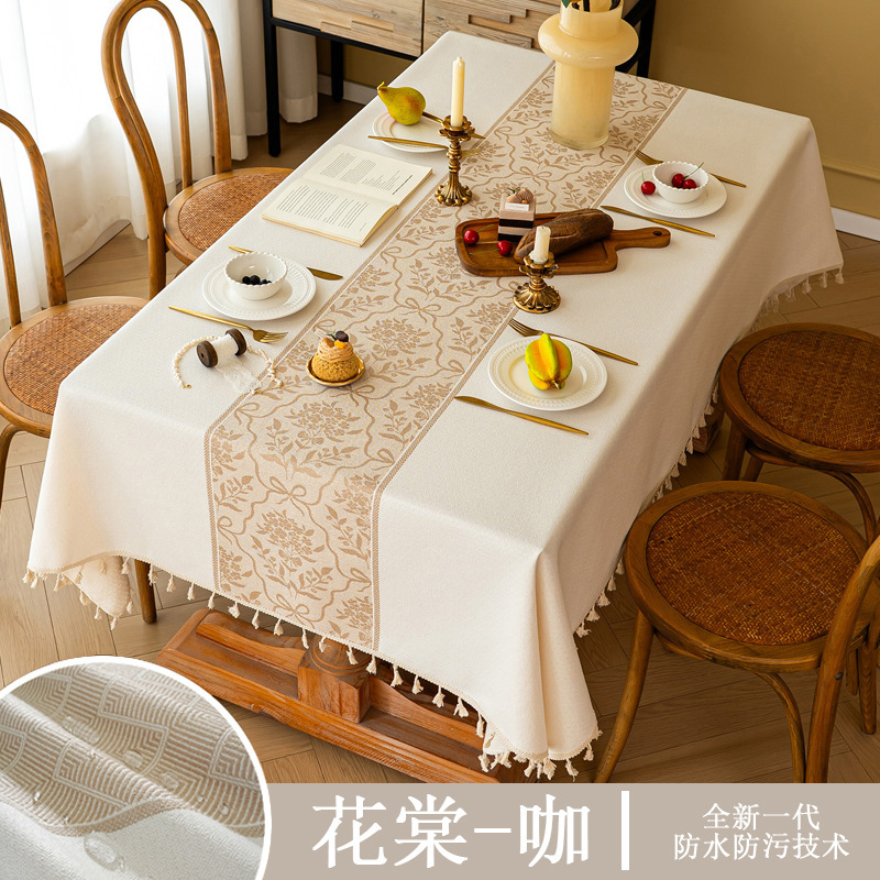 跨境ins风桌布防水防尘仿棉麻欧式餐桌布茶几长方形桌布现货批发|undefined