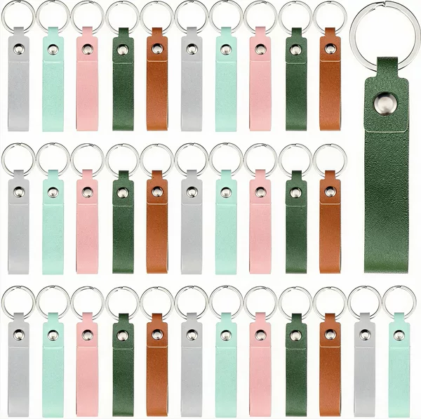 Cross-Border Creative Leather Keychain, Multi-Color Pu Leather Keychain with Laser-Engraved Logo Pendant Gift