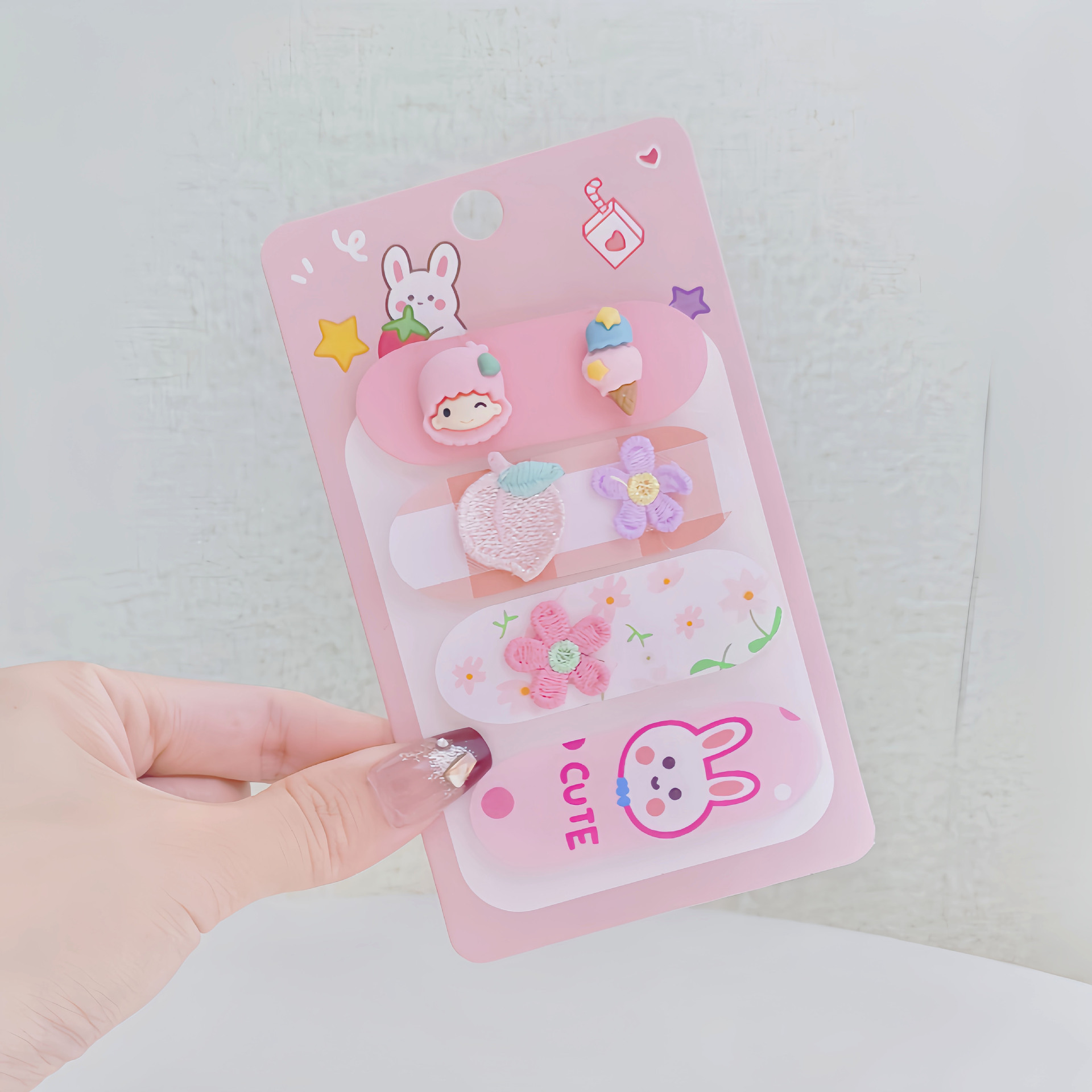 Niños nuevos Koolomi velcro para el cabello chicas coreanas en línea frange pegatinas de cabello rotas pegatinas de dibujos animados bandas de cabello toque