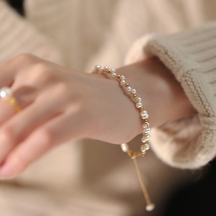 Denise's Fashionable Artificial Small Pearl Beaded Bracelet Girls' Light Luxury Niche Exquisite High-end Temperament High-end Hand Accessories