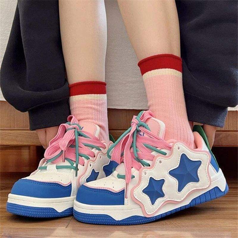 Zapatos de skate super suaves de estrellas para mujeres 2025 otoño nueva tendencia de moda versátil zapatos de pan esportivos casuales ligeros