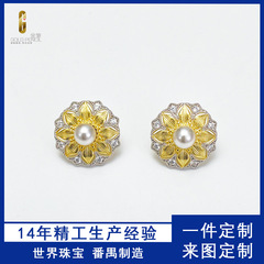 中古宫廷风手工拉丝太阳花925纯银耳钉分色高级感耳饰重3.5g定制