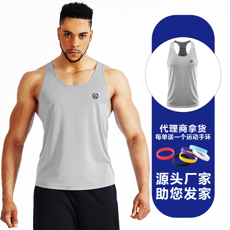 Chaleco de fitness entrenamiento muscular de los hombres sueltos en forma de I deportes delgados culturismo ropa casual chaleco sin mangas más Chaleco de tamaño