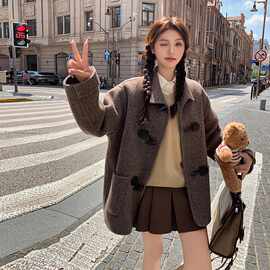 【雾中女孩】2025冬季新款四季青保暖韩系中长款新款双面羊绒大衣