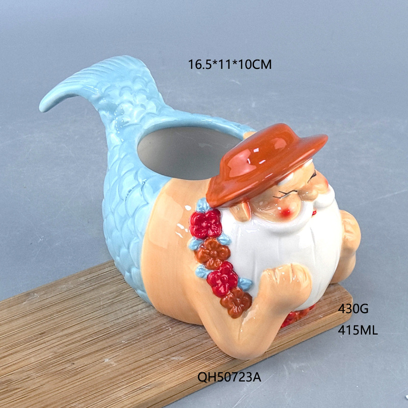 Regalos publicitarios de taza de sirena de cerámica de forma especial, taza de cola de sirena de animales negros, artesanía 3D, regalo de taza