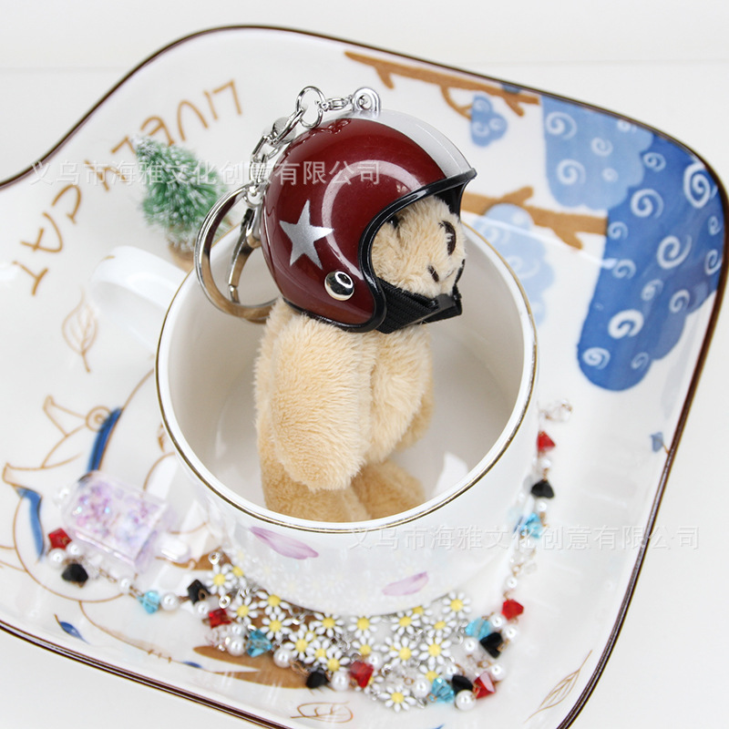 Estilo coreano 9cm pelo largo motocicleta oso muñeca extremidades móvil tire molino de viento motocicleta teléfono móvil colgante bolsa coche