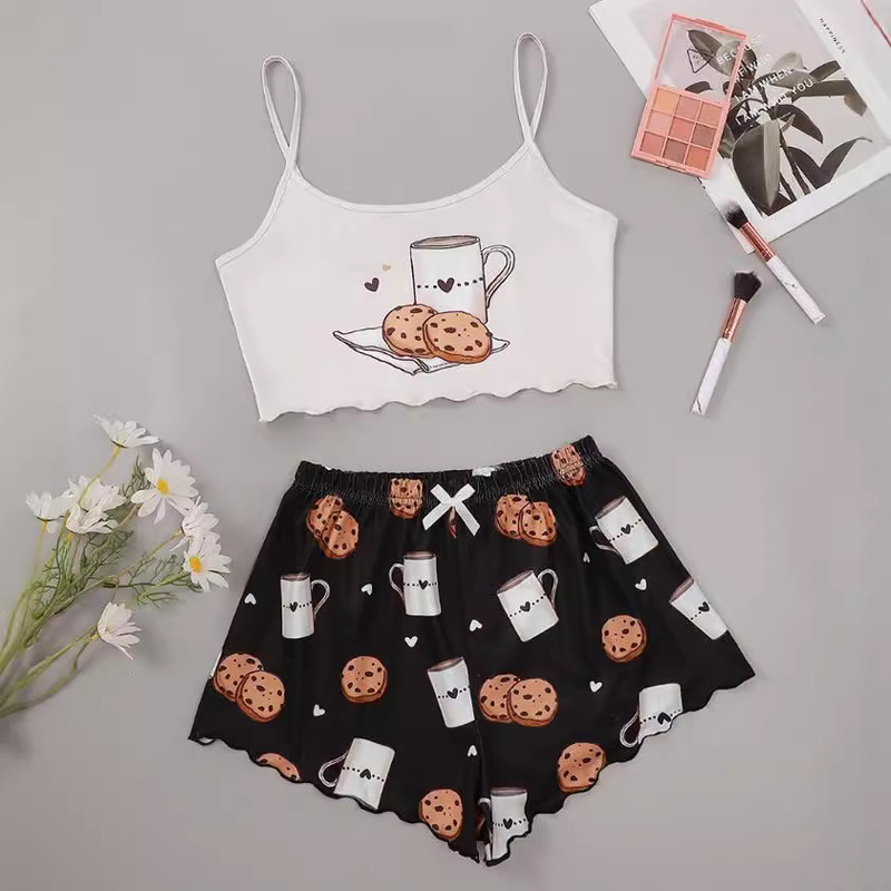 2020 wish Amazon hot printed condole strap tube top shorts home clothing suit -41 pattern-now
