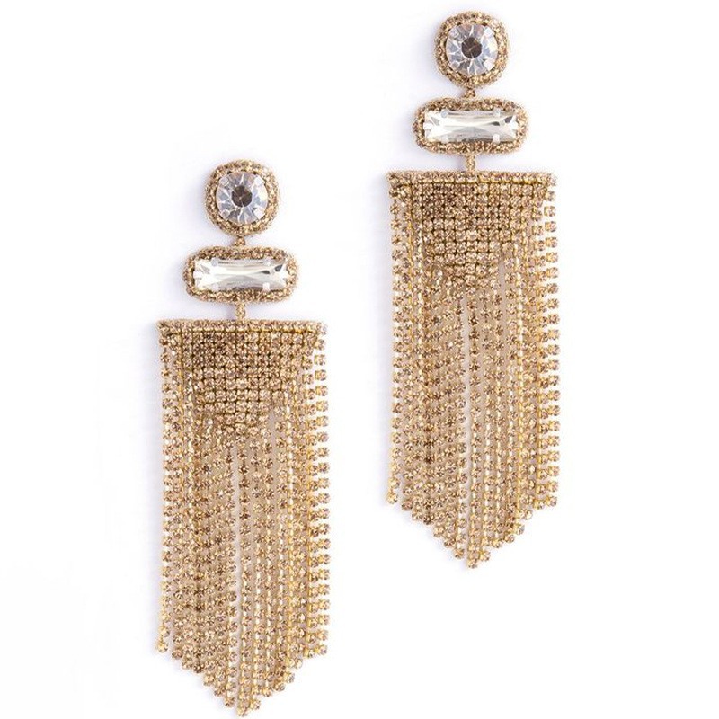 Daily Occasion Rhinestone Material Business Solid Color Rhinestone Patchwork Women's Drop Earrings