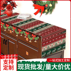 2024新型クリスマステーブル旗アメリカクリスマス模様亜麻創意漫画客間レストラン装飾テーブルクロス