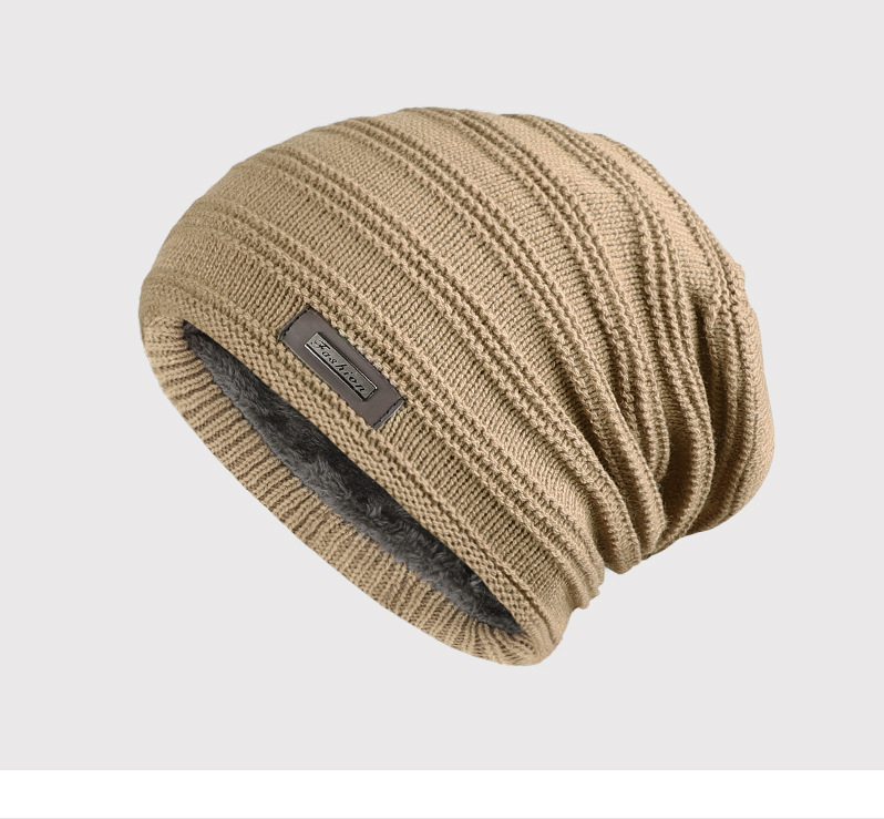 Cappello da uomo in maglia unisex, cappello alla moda con etichetta in ferro, cappello di lana, caldo e antivento, pullover_voghion.com