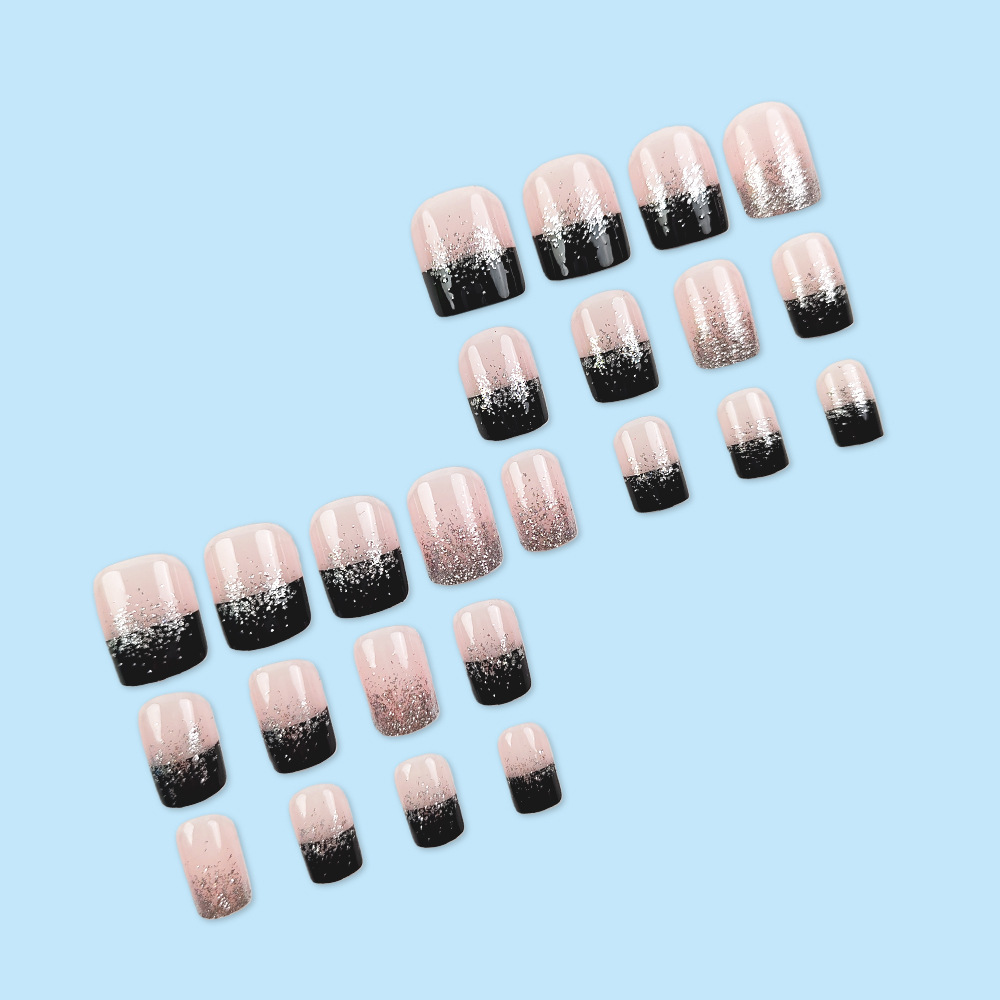 Los mejores vendedores de color desnudo, teñido de color, desgaste de uñas de cabeza cuadrada francesa, 24 piezas de uñas falsas, parches terminados. image 4