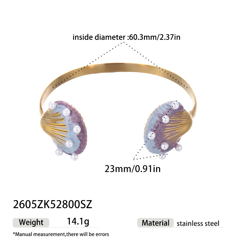 Tina Europa y los Estados Unidos transfronterizos de acero inoxidable pulsera de conchas de gradiente púrpura temperamento único exagerado moda moda joyería de mano mujer