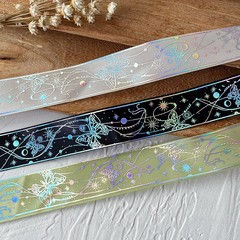 蝶幻彩痛包バーリボン素面銀リボンdiy箔押し材料谷美レース補助材料