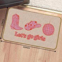 跨境卡通地墊亞麻編織浴室衛生間進門墊吸水防滑西部牛仔女孩腳墊