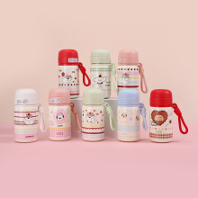 高颜值卡通儿童直饮杯食品级316不锈钢便携保温杯户外带提绳水杯