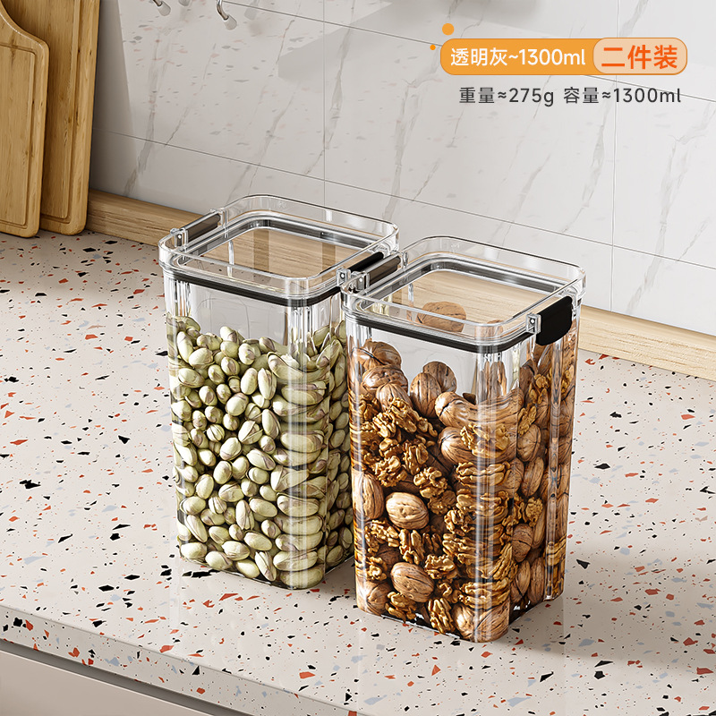 Tanque de sellado, tanque de almacenamiento de cocina transparente, productos secos, bocadillos, granos, caja de almacenamiento, botella de almacenamiento, nueces, té a prueba de humedad