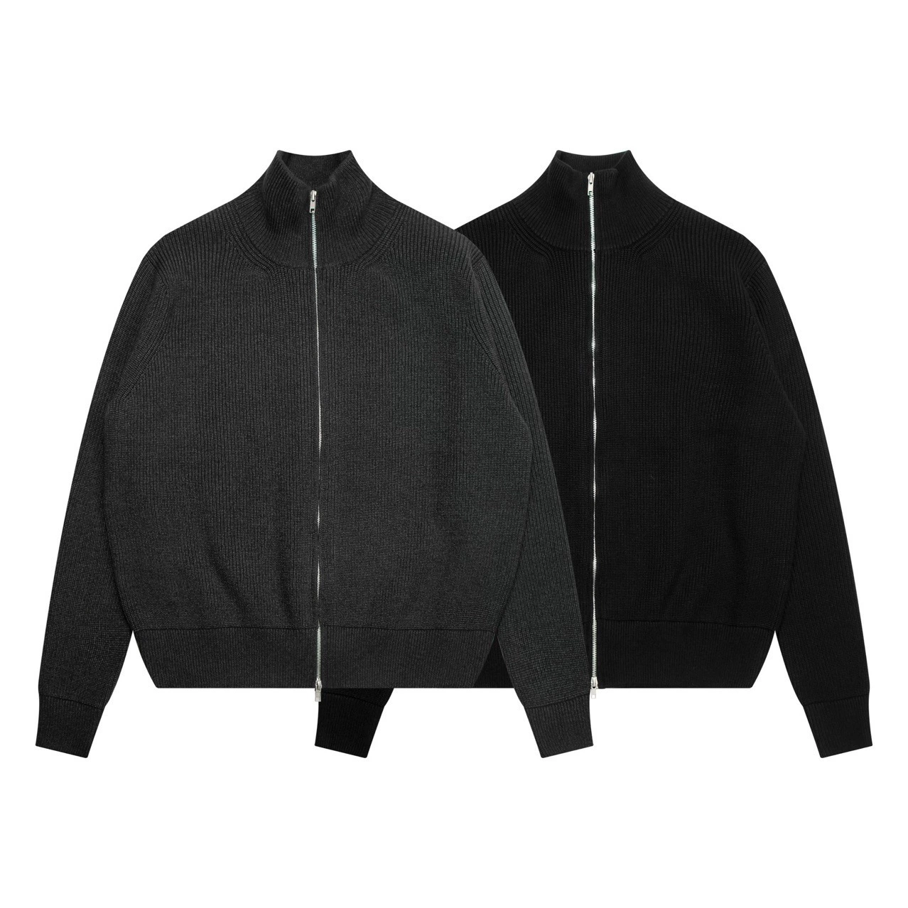 Кардиган на стойке Margiela-стиля, вязаный свитер MM6 с кожаной молнией, тяжелая куртка