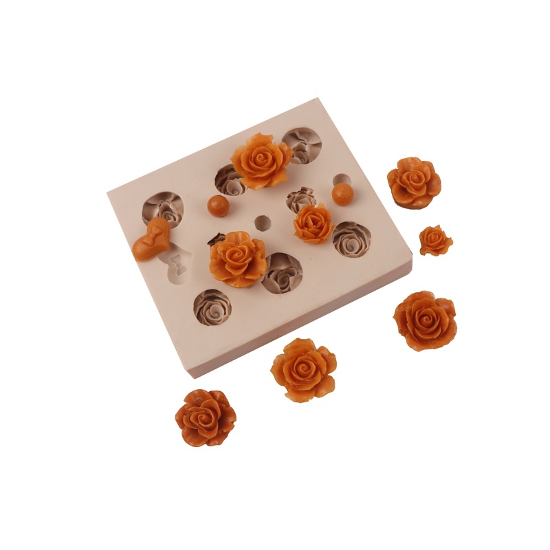 Epoxi amor flor fondant pastel molde Rosa borde decoración pastel molde para hornear