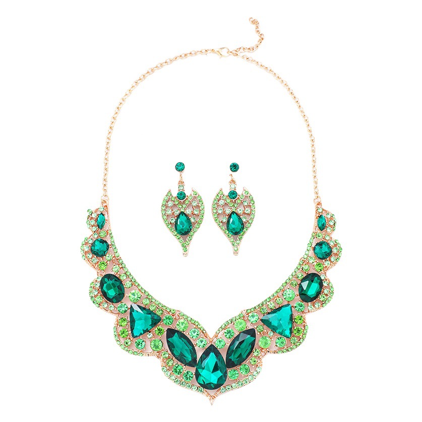 Europeo y americano exagerado retro nupcial joyería collar pendientes traje elegante todo-fósforo vestido de novia banquete artificial joya