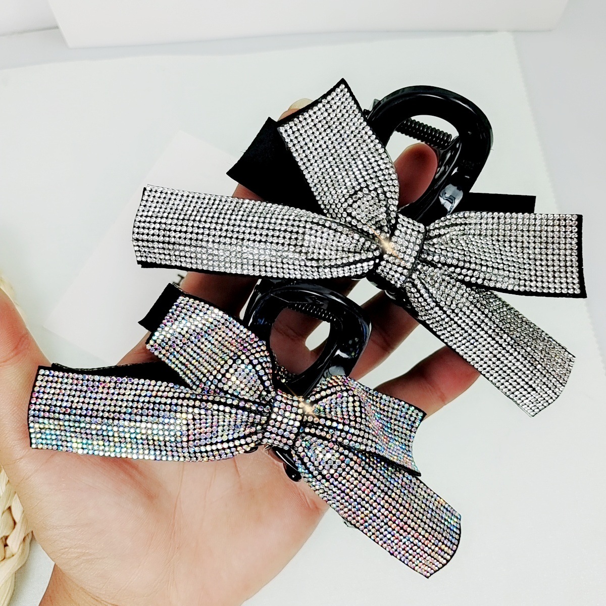 2024新款韓國名暖全鑽蝴蝶結抓夾女輕奢後腦勺鯊魚夾大號髮夾髮飾