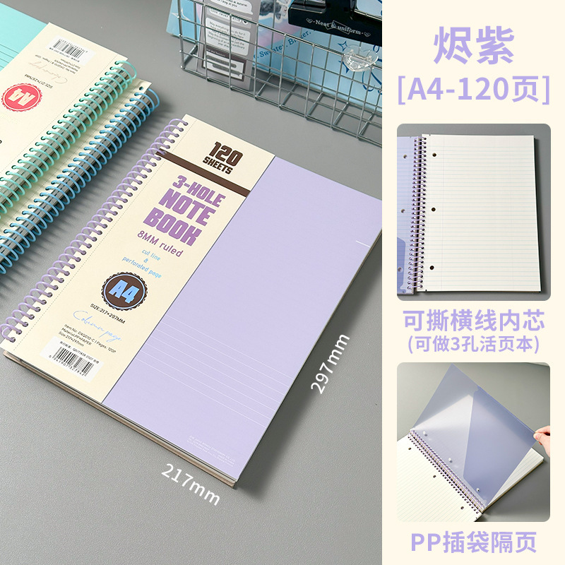 三年二班 美式线圈笔记本A4笔记本本子学生用B5加厚高颜值计划本|undefined