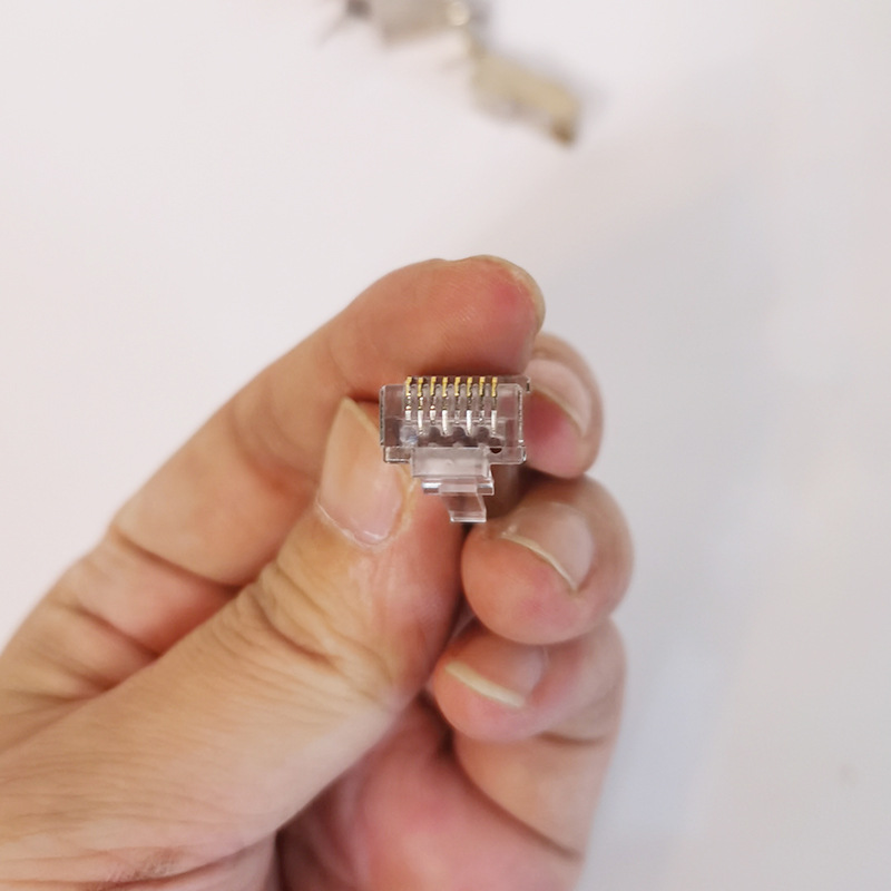 Seven-Category Shielded 10Gbps Gold-Plated Two-Piece Copper Shell Network Cable Connector with 1.3mm and 1.5mm Hole Diameter, Wholesale
