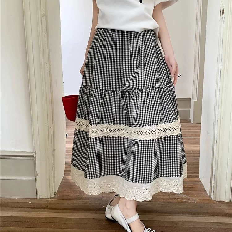 Retro summer long skirt, high waist, A-line, mid-length
