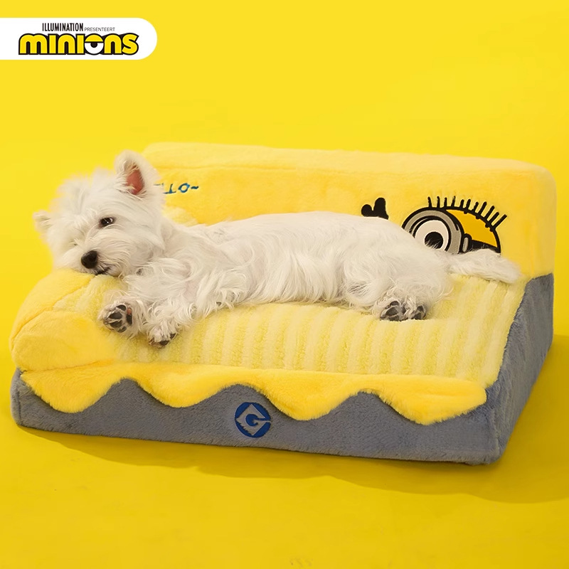 Miniones Amarillos| Sofá agitando ambos lados de la cama de mascotas invierno gato desmontable invierno calentamiento perro