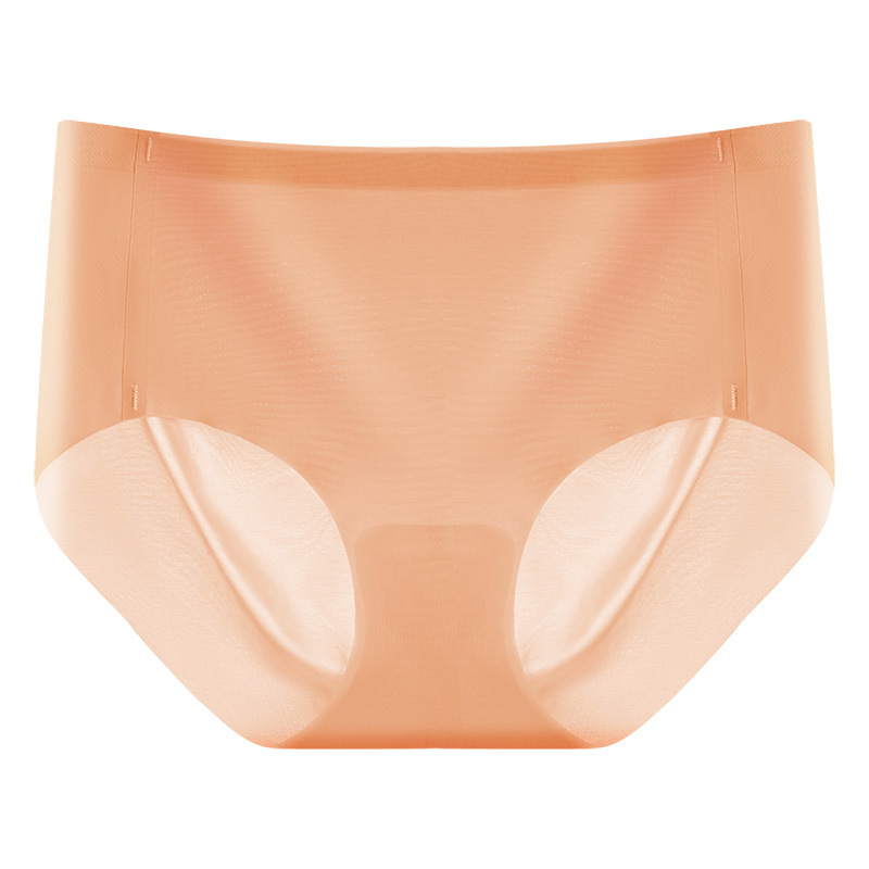 Ropa interior de talla grande de seda de hielo sin costuras de una pieza, entrepierna antibacteriana de seda de morera para mujer, cintura media, cadera de melocotón tridimensional en 3D, ropa interior de mujer