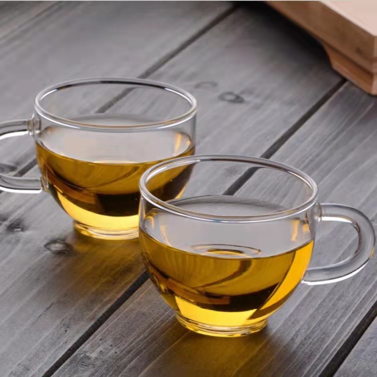 Customized transparent glass small tea cup with handle