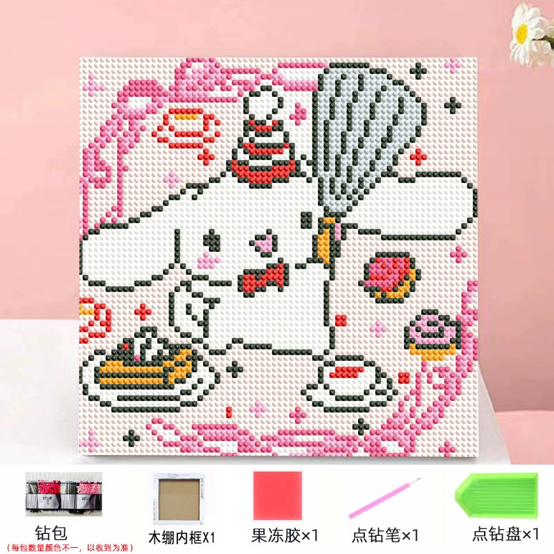 Набор алмазной мозаики DIY Kuromi и мультфильмы 20×20 см, рамка-наклейка, детское творчество