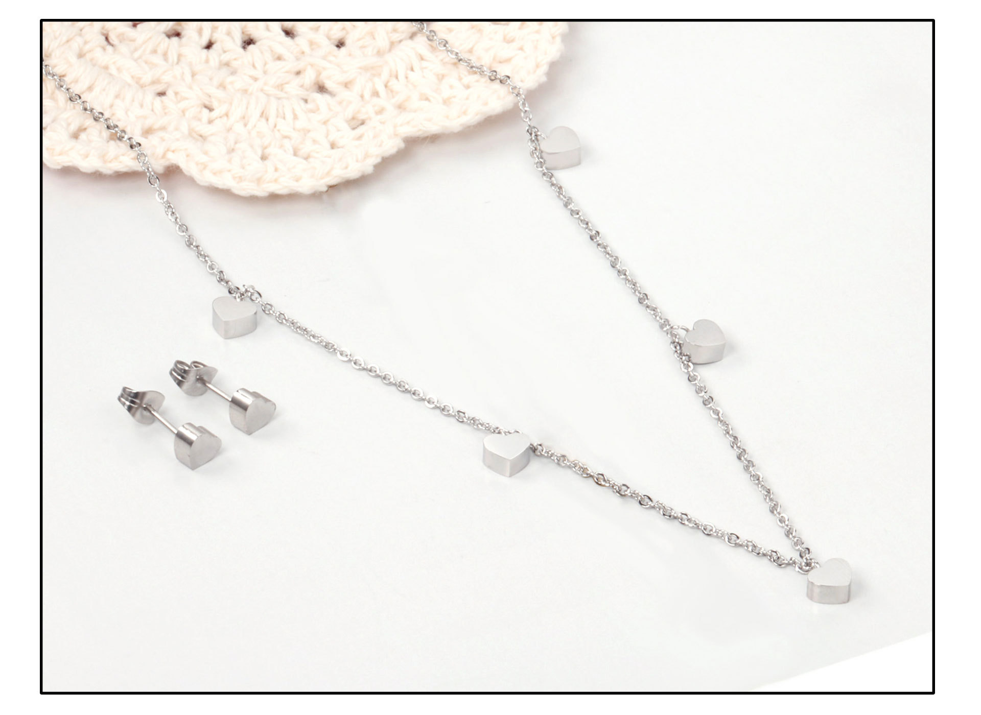 Fashion Star Moon Stainless Steel Plating Earrings Necklace 1 Set